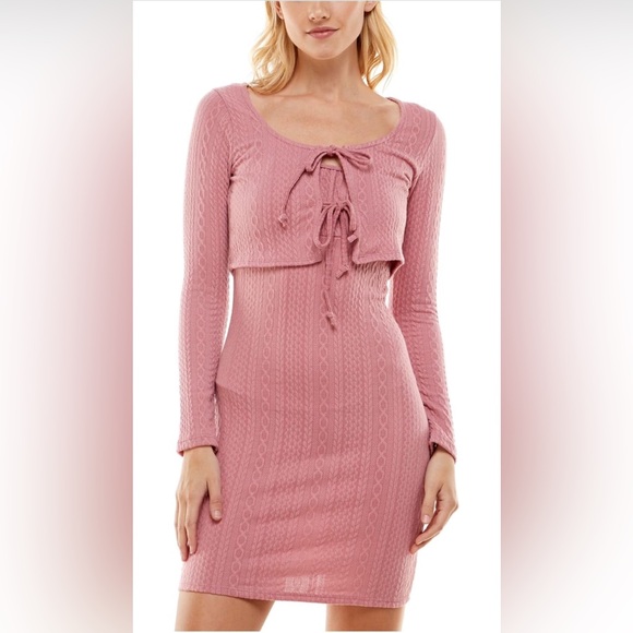 Women’s Pink Stretch Sleeveless Jewel Neck Above The Knee Sheath Dress - Picture 3 of 4